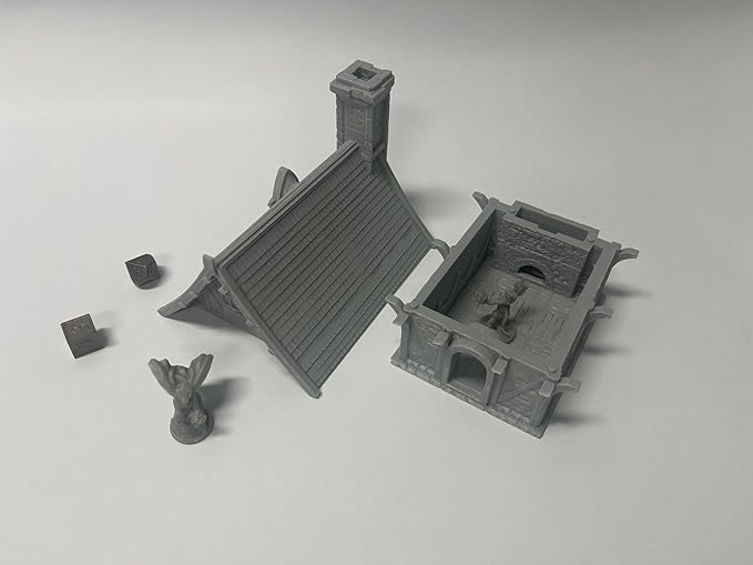 Medieval Miniature Building Terrain Set Compatible with Tabletop RPG War Games, Dioramas Building Set, Paintable, Gift for Tabletop Hobby Enthusiasts by HAUTICO (18mm Scale)