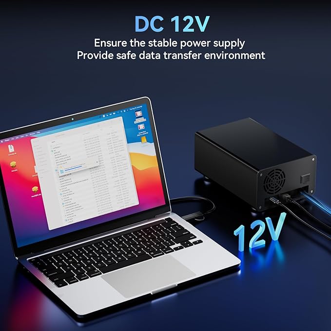 Aluminum Dual Bay 10Gbps Hard Drive Enclosure with Cooling Fan for 2.5“/3.5" SATA HDD/SSD with USB A/C 3.2 Gen 2, Support Hot Swappable, Daisy Chain Expansion, Tool-Free, DAS(NO RAID/NAS)