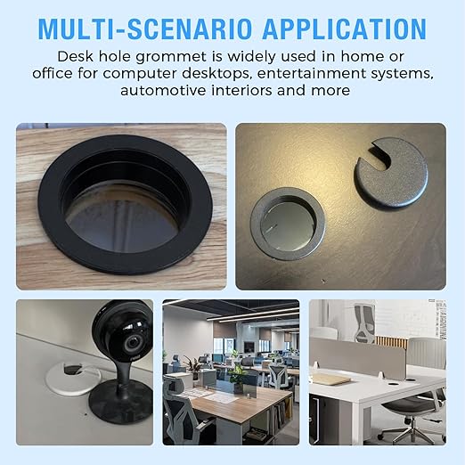 Desk Grommet 2" (50 mm), Desk Cord Hole Cover, Cable Grommet ABS Plastic, Desk Hole Grommet for Office and Home Table Cable, Detachable Cable Cord Organizer (Light Grey 2 Pcs)