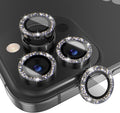Choiche [3+1 for iPhone 14 Pro/iPhone 14 Pro Max Camera Lens Protector Bling, 9H Tempered Glass Camera Cover Screen Protector Metal Ring Decoration Accessories (Glitter-Black)