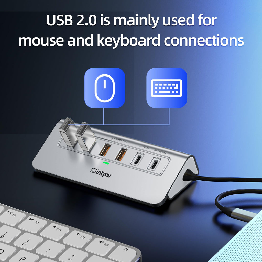 intpw P9R PRO USB C Hub Ethernet, 10Gbps USB C Docking Station 10-in-1 with Type-C & 2 Type-A 3.2 Data, LAN, 4K@60Hz, 2 USB A 2.0, PD 100W, SD/TF Ports, 3.28FT Powered USB Hub for PC, iPhone 17, Mac