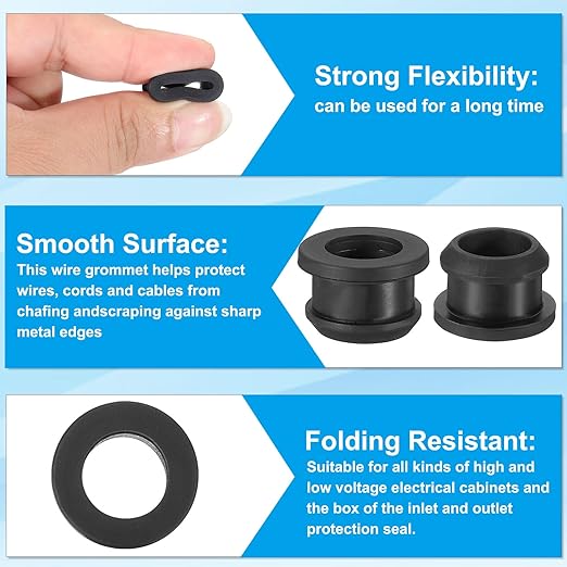 PATIKIL 15mm / 9/16 Inch Drill Hole,7/16 Inch ID Rubber Grommets, 12Pcs Top Hat Grommet for Wiring Eyelet Ring Gasket Automotive Firewall Cable Hole Plugs Wires Protection, Black