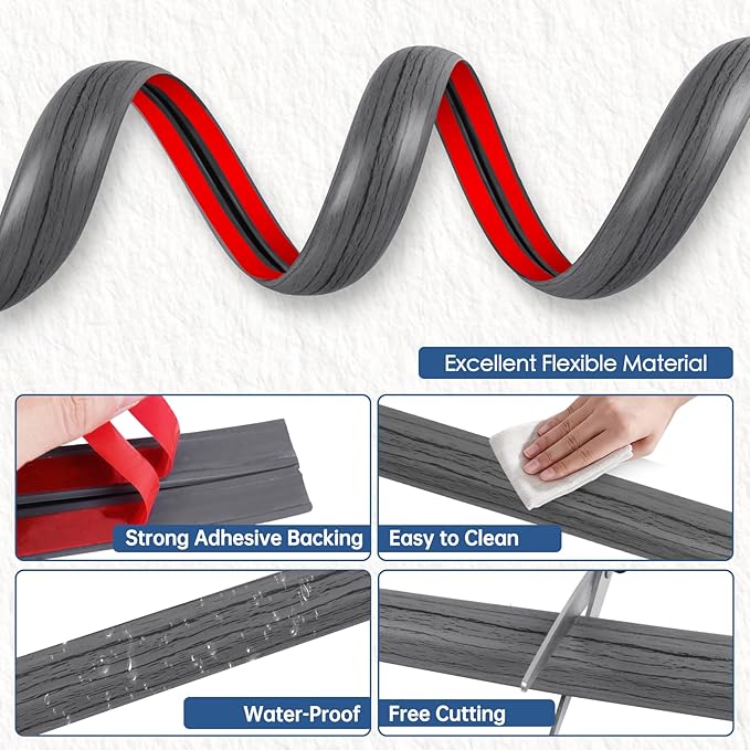 Floor Cord Cover for Wires on Floor Self Adhesive Cord Hider Floor Cable Management Wire Covers for Cords Protector Prevent Cable Trips Cord Cavity W 0.59" x H 0.31", Deep Gray Wood, 20Ft