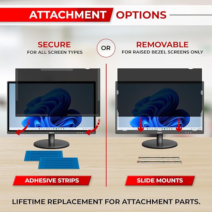 24 Inch 16:9 Computer Privacy Screen Filter for Monitor - Privacy Shield and Anti-Glare Protector