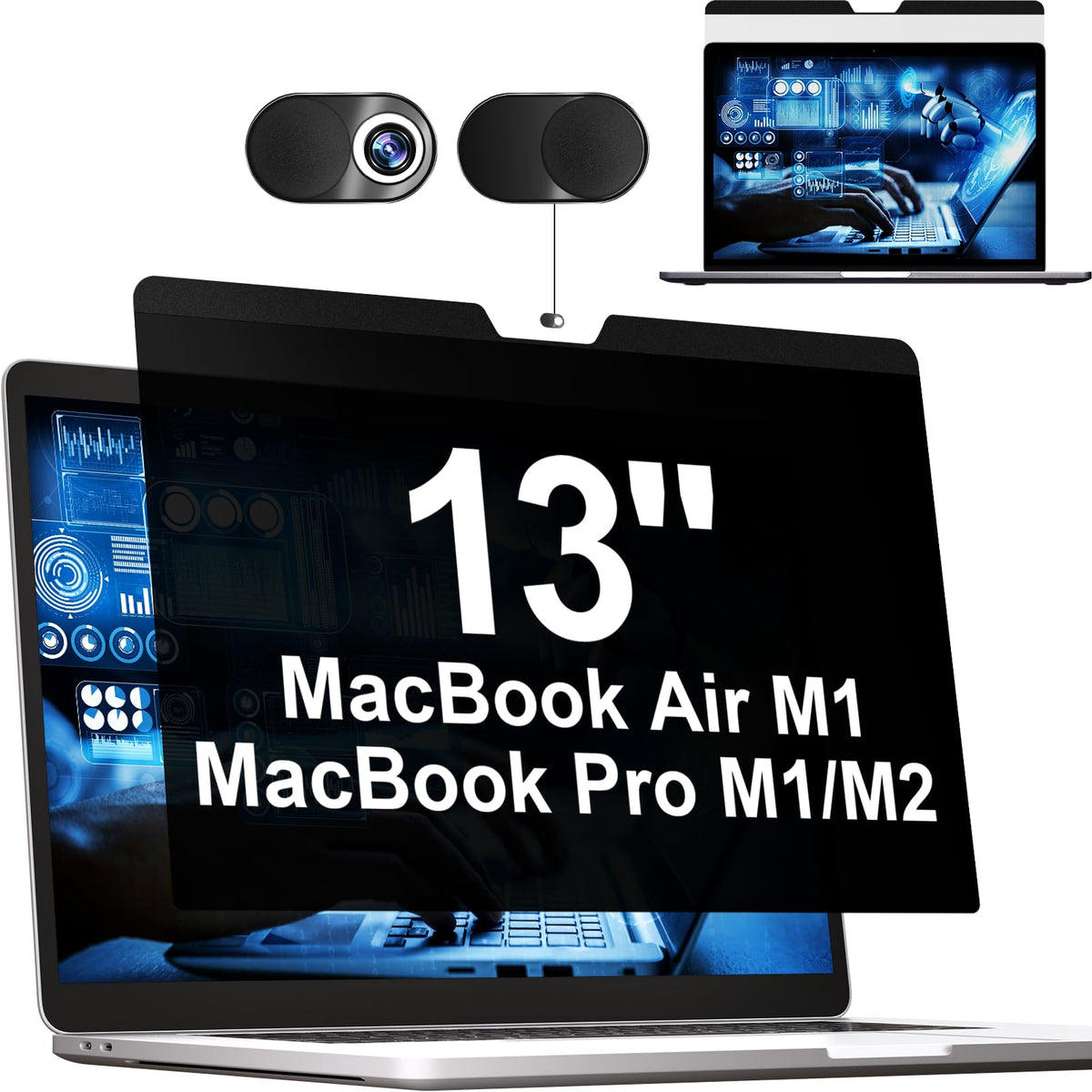 Mamol Magnetic Privacy Screen MacBook Pro 16 Inch 2021-2026 (M1-M2-M3-M4-M5), Removable Anti Blue Light Glare Filter Screen Protector