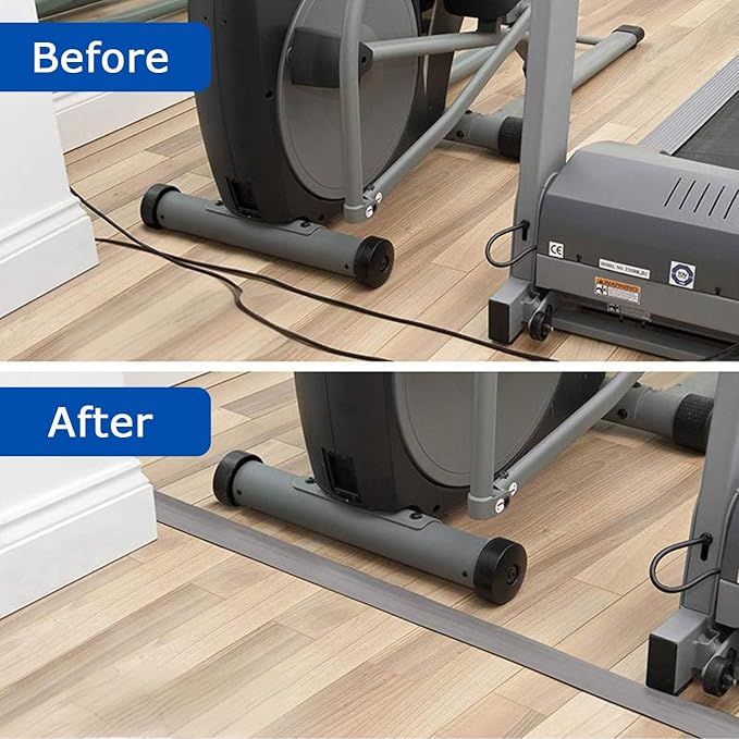 4ft Floor Cord Cover,Cord Hider Floor Gray,Extension Cable Cover Power Cord Protector Floor,Floor Cable Management Prevent Cable Trips,Cord Protector Cord Cavity:0.47" (W) x 0.24" (H)