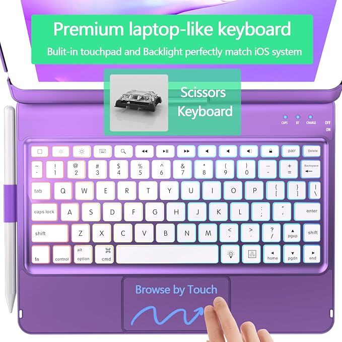 Keyboard Case for iPad 10.2 9th/8th/7th Gen - 360 Rotatable Protective Cover With Touch Keyboard, Pencil Holder for iPad 9/8/7 Generation