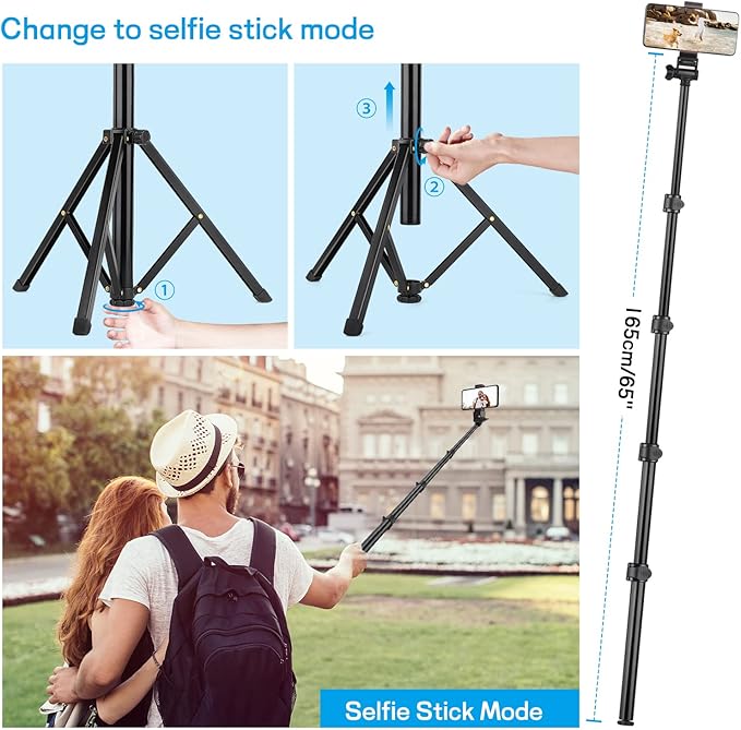Victiv 68 inch/ 173cm Phone Tripod Stand, Selfie Stick Tripod for Filming with Remote &Smartphone Holder
