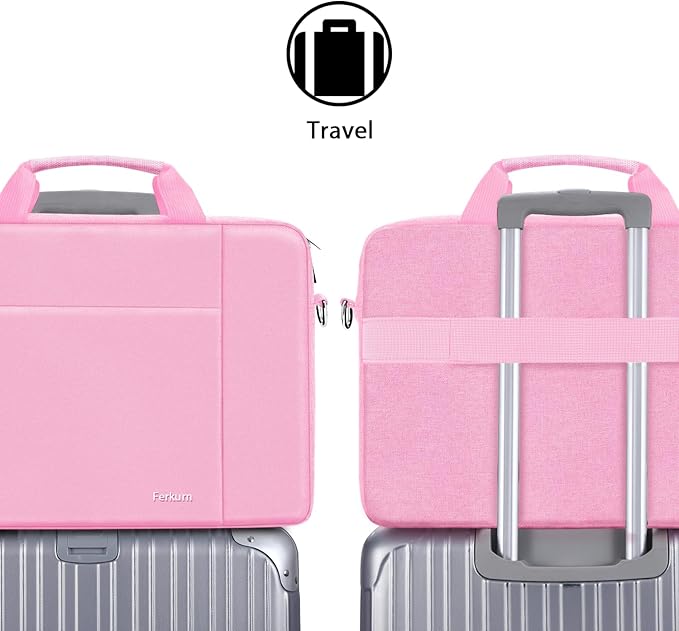 Ferkurn Laptop Bag Case for Women Men Computer Bag Compatible with HP Envy Pavilion Omen/LG Gram/MSI/Dell Inspiron XPS/Lenovo/Acer, Shoulder Strap Carrying Messenger Briefcase, Pink, 15.6 16 Inch