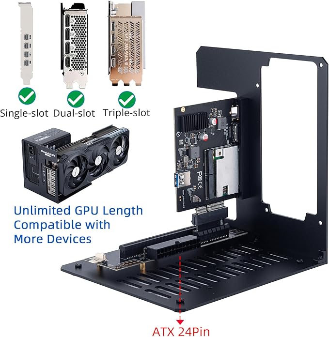 eGPU Enclosure Thunderbolt 3/4 USB4 40Gbps PD 85W Charging External GPU Dock Compatible with NVIDIA/AMD Graphics Cards on Win 10/11 Linux System, ATX Power Supply (MK-L18)