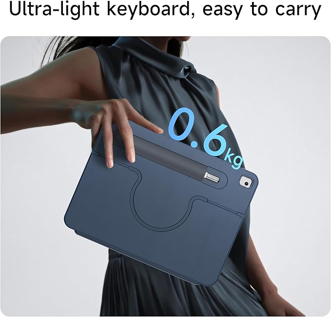 HOU Combo Keyboard Case for iPad 9th Generation (10.2", 2021)/8th Gen/7th Gen/iPad Air 3/Pro 10.5 Multi-Touch Trackpad,7 Color Backlight,Rotatable & Detachable,Portrait/Landscape Modes,Navy Blue