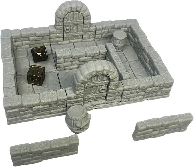 Miniature RPG Modular Tile System 18mm or 28mm DND Terrain Building Accessories for Tabletop Role Playing Scenes, Paintable (Standard Edition (6 Tiles with 12 Accessories))