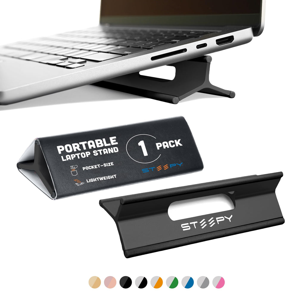 Steepy Portable Laptop Stand for Desk Adjustable Height, 13-17 Inch Devices