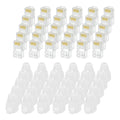 MECCANIXITY 30pcs Cat6 RJ45 Pass Through Connectors, RJ45 Connector 8P8C Gold Plated Plugs with 30pcs White Strain Relief Boots for Solid or Stranded UTP Ethernet Cable, 1.1mm
