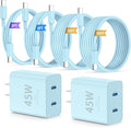 iPhone 16 15 Pro Max Charger Fast Charging,45W Dual Port USB C Fast Charger Block [2-Pack] & Extra Long 60W 3/6/10/10FT USB C Cable - PD Quick Adapter 3.0 for iPhone 16 15/16 15Pro/16 15 Plus.