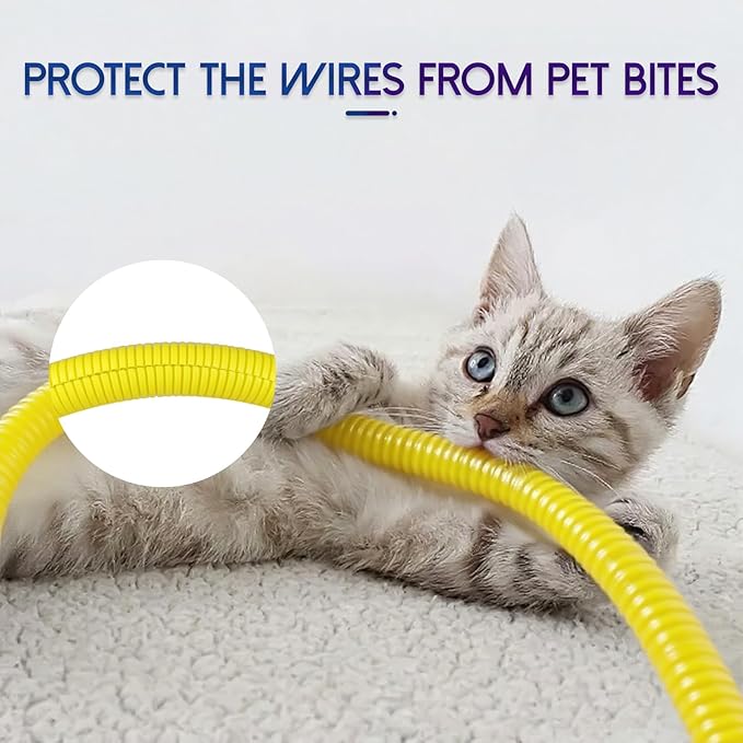 Split Wire Loom Tubing, 10,25ft Cord Protectors from Pets No Chew, Flexible Wire Covers Cord Protectors, Protective Split Cable Sleeve for Automotive Home Industrial Wires(Yellow, 0.46inch-25ft)
