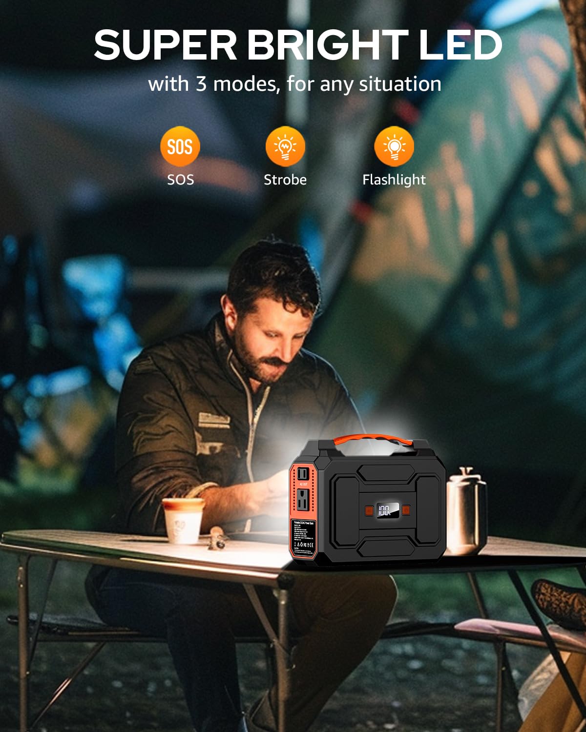 Portable Power Station, 146Wh 100W Solar Powered Power Bank with AC Outlet