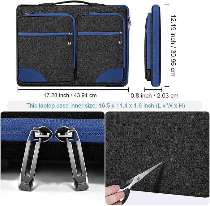 Hseok Ultra-Slim Laptop Case 17 17.3 inches Sleeve Protective PC Briefcase for Commuting and Business Trip，Blue