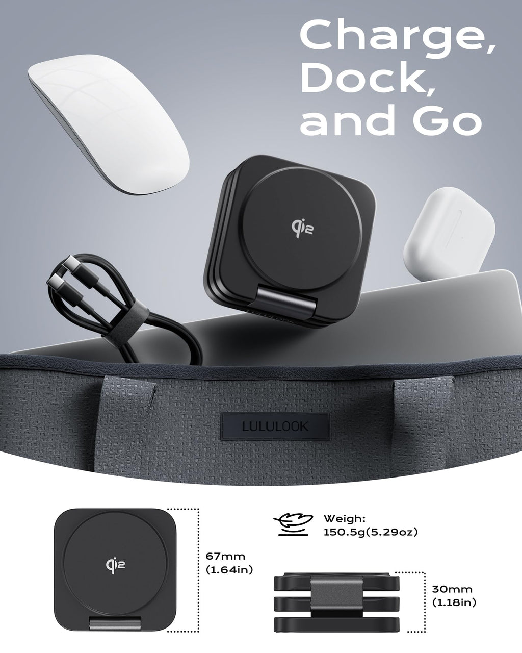 Qi2 Certified 3 in 1 Travel Charger MagSafe Compatible, Upgraded Foldable Wireless Charger Stand, Mag-Safe 3 in 1 Charging Station,15W Fast Charging for iPhone 17/16/15/14/13/12, Apple Watch, AirPods