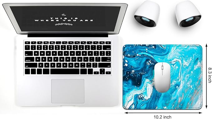 JIKIOU 3 Pack Mouse Pad with Stitched Edge, Comfortable Mouse Pads with Non-Slip Rubber Base, Washable Mousepads Bulk with Lycra Cloth, Mouse Pads for Computers Laptop Mouse 10.2x8.3x0.12in Blue Wave
