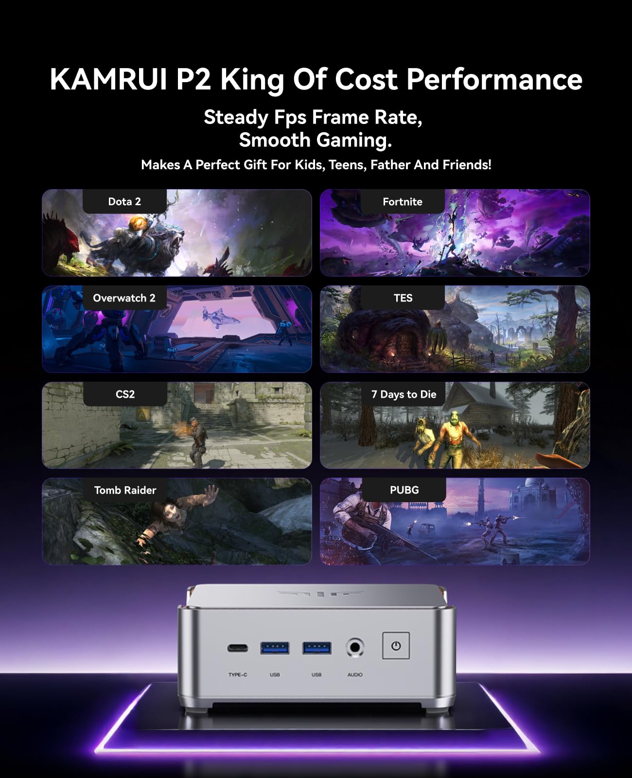 KAMRUI P2 Mini PC Windows 11 Pro, Intel i5-12600H 12 Cores/16 Threads