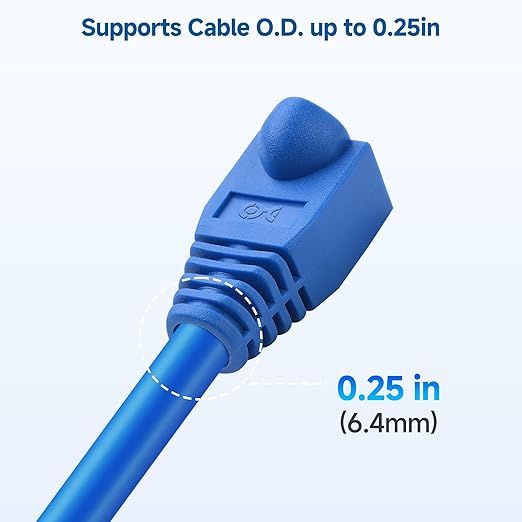 Cable Matters 100-Pack Cat6 / Cat5e RJ45 Strain Relief Boots, RJ45 Boot, Cat 6 Ethernet Boots, Multicolored, Fits 6.5mm (0.25in) Ethernet Cables
