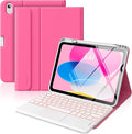MoKo Touch Keyboard Case for iPad (A16) 11th/10th Gen,Persian Pink