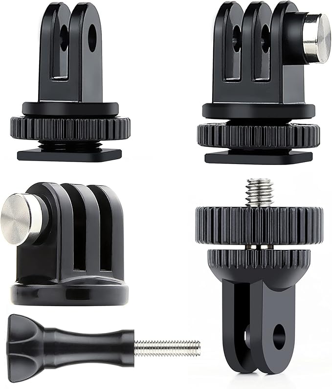 SOONSUN Tripod Mount Kit with 1/4"-20 Conversion Adapter and Cold Shoe Mount with 1/4" Thread, Compatible with GoPro Hero 13 12 11 10 9 8 7 6 5, DJI Osmo, AKASO, SJCAM, Insta360, DSLR Cameras