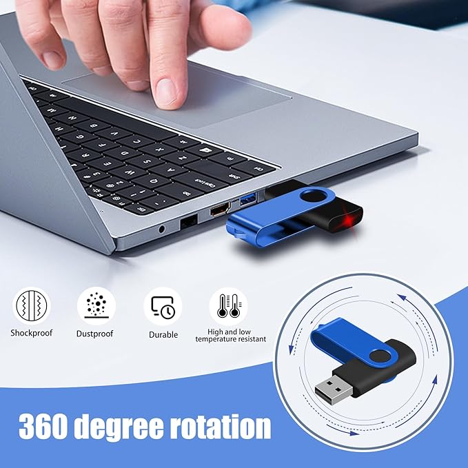 EASTBULL 8GB USB Flash Drive Bulk Thumb Drives 50 Pack with Lanyards USB 2.0 Memory Sticks Zip Drive Pen Drive for Storage and Backup Blue 50PCS 8GB