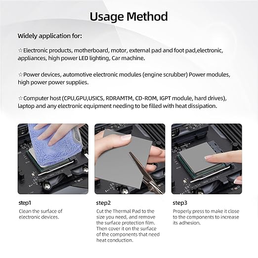 Maxtor Thermal Pad 14.8 W/mK, 120x20x3.0mm(3 pcs) Silicone Thermal Pads Non Conductive Heatsink Cooling Pad, Highly Efficient Heat Resistant Soft Pad for Laptop Heatsink/SSD/CPU/IC/LED Cooler