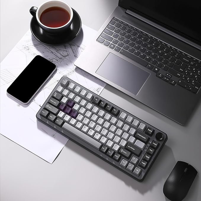 YUNZII B75 PRO 75% Wireless Mechanical Keyboard (Dark Grey,Cocoa V2)