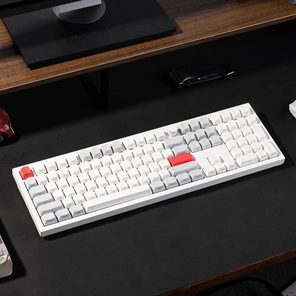 Keychron Q6 Max QMK/LAUNCHER Wireless Bluetooth/2.4 GHz/USB-C Wired Custom Mechanical Keyboard, Full Size Programmable Knob RGB Backlit Hot-Swappable Gateron Brown Switch for Mac Windows Linux - White
