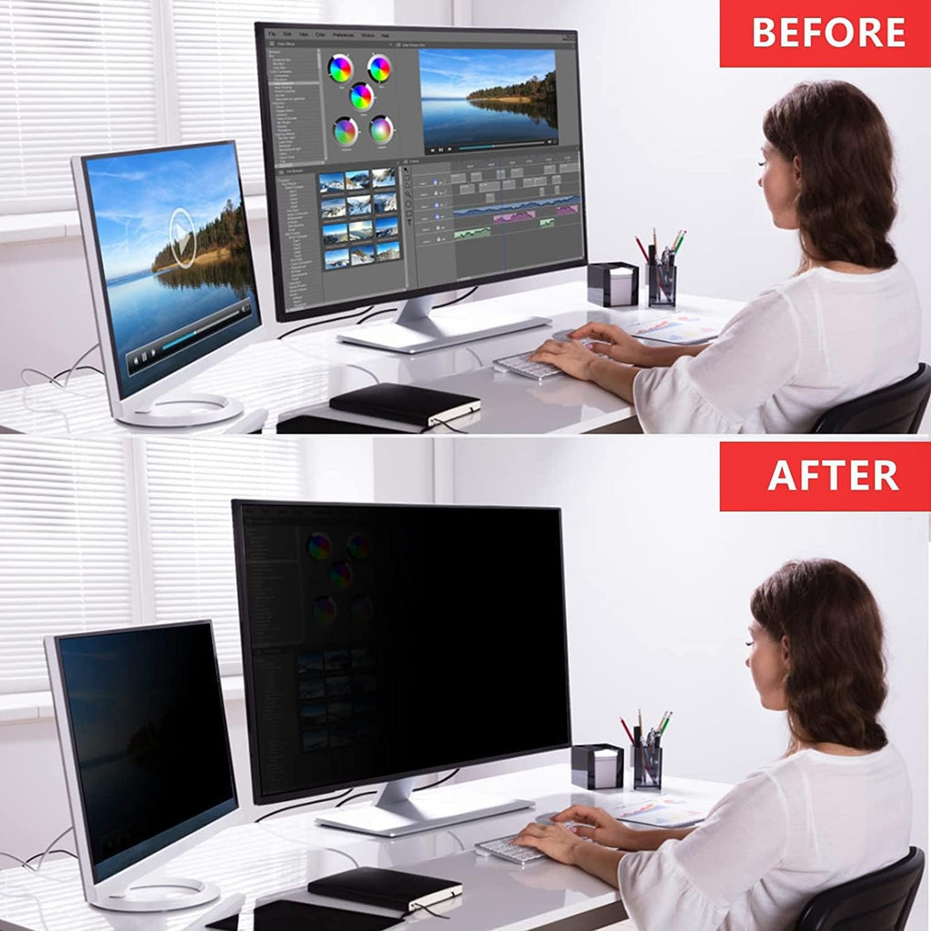 Easges [2 Pack] 24 Inch Computer Privacy Screen Filter for 16:9 Aspect Ratio, Eye Protection, Anti-Glare, Anti-Blue Light Computer Monitor Privacy Filter, Removable Anti-Scratch 24in Protector Film