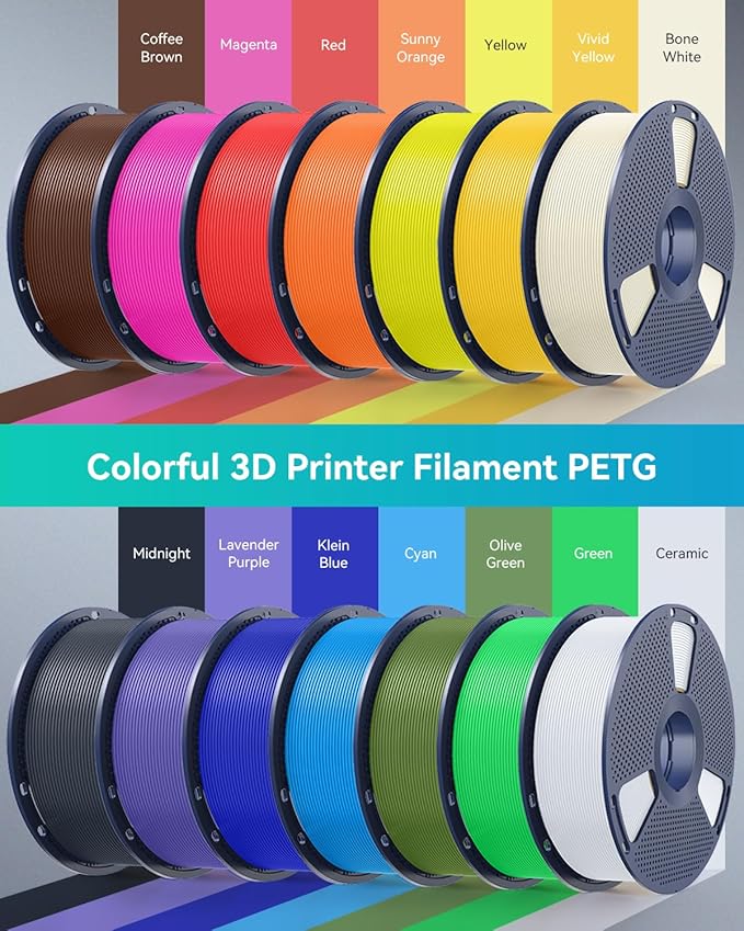 SUNLU 3D Printer Filament PETG Filament 1.75mm, Less Stringing Good Layer Adhesion High Toughness, PETG Filament 1.75 ±0.02mm, 1kg Spool(2.2lbs),Transparent Yellow
