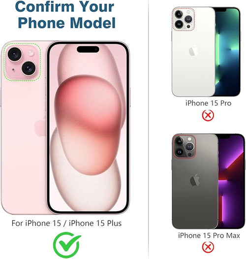AGVEE 3+3 6 Pack for iPhone 15 6.1" / 15 Plus 6.7" Camera Lens Cover Protector, Metal Ring 9H Tempered HD Glass Camera Cover Protector Film, Pink