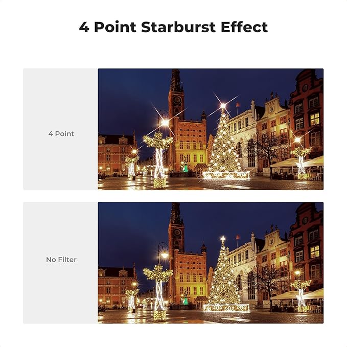 K&F CONCEPT 62mm Star Filters Kit (3pcs) 4 Points 6 Points 8 Points Cross Screen Starburst Filters Set -18 Layer Coating Ultra Slim Optical Glass Camera Lens Filter with 3 Cleaning Cloth