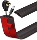 Floor Cord Cover Self Adhesive Cord Hider Floor Extension Cord Covers for Floor Power Cord Protector Cable Management Prevent Cable Trips Cable Cavity 0.32" W x 0.32" H (Dark Walnut, 3.3Ft)