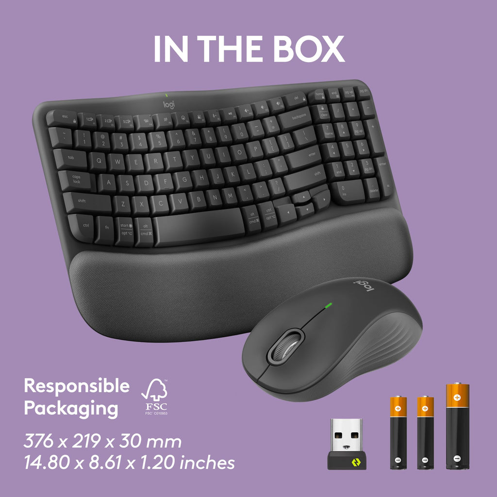 Logitech Wave Keys MK670 Wireless Ergonomic Keyboard Mouse Combo - Graphite