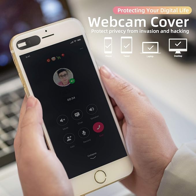 Webcam Cover,Ultra-Thin Camera Cover Slide for Laptop,MacBook,Computer,iMac,iPad, Cell Phone and Tesla Model 3/Y Interior Cabin Camera.0.03inThick Web Blocker Protect Your Privacy and Security