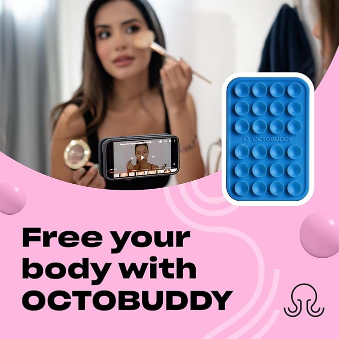 Classic - Silicone Suction Phone Case Adhesive Mount - Hands-Free, Strong Grip Holder for Selfies & Videos - iPhone & Android Compatible - 2.25″ x 3.25″, Blue Ashes