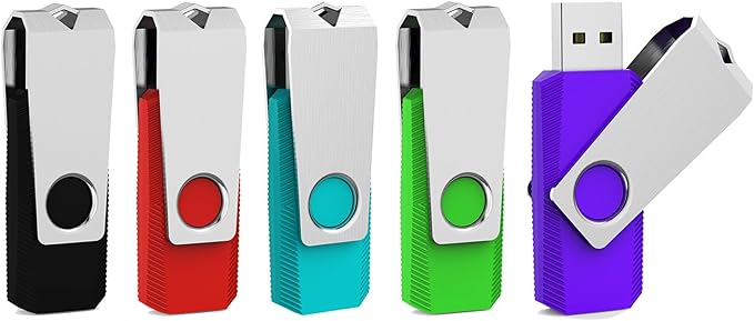 Aiibe 32GB USB 3.0 Thumb Drive 5 Pack with LED Light (32G, 5 Colors: Black, Red, Cyan, Green, Purple)