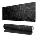 Topographic Contour Black Gaming Mouse Pad XL Geographic Map Lines Extended Big Large Desk Mat Non-Slip Rubber Base Stitched Edge Long Keyboard Mousepad for PC Computer Laptop,31.5x11.8 Inch