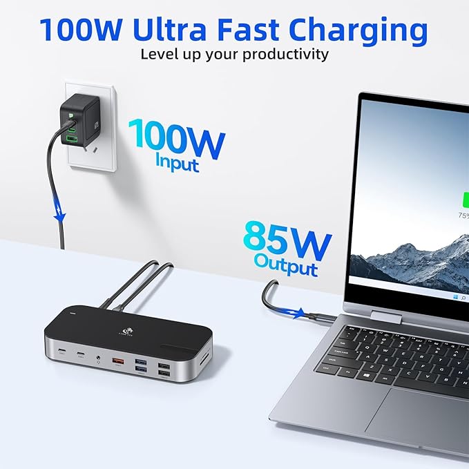 Laptop Docking Station,16 in 1 Docking Station USB C Docking Triple Monitor,USB C Dock Station with 3 HDMI,PD 100W, USB 3.1/3.0/2.0,RJ 45 Ethernet,SD/TF,Audio for Dell/HP/Lenovo
