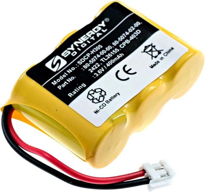 Synergy Digital Cordless Phone Battery, Compatible with Vtech 80-5074-00-00 Cordless Phone, (Ni-CD, 3.6V, 400mAh) Ultra High Capacity, Replacement for Sony BP-T27 Battery