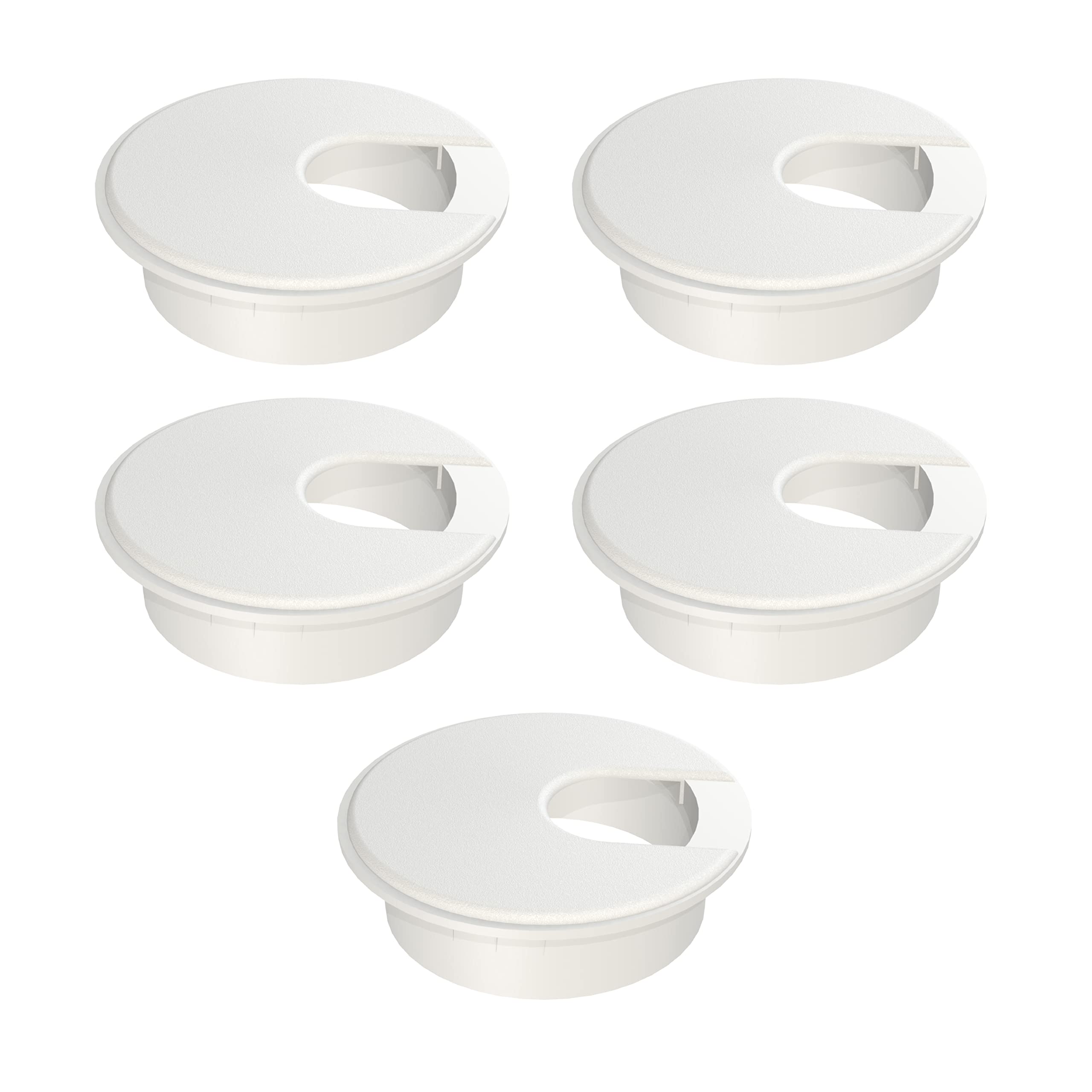 MAHDPRO Desk Grommet White 2 Inch (50 mm) Pack of 5-ABS Plastic Desk Cord Hole Cover to Arrange Cables & Wires Through Computer Table/Countertops