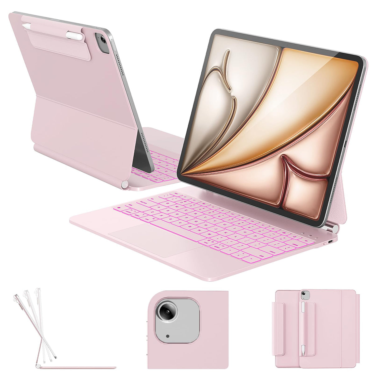 RAYMCRAFT for iPad Air 13 / Pro 12.9 Case Keyboard, Magnetic Floating Stand