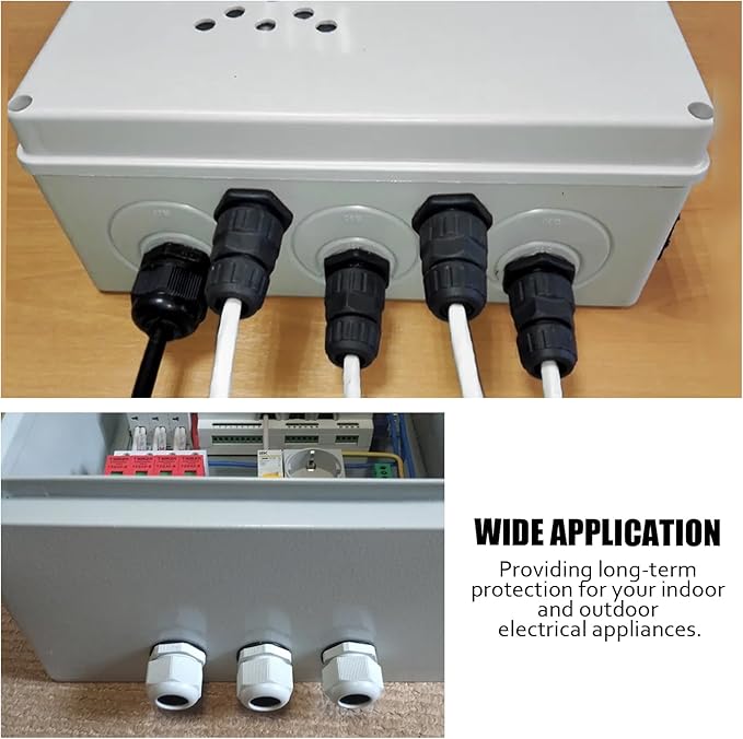25 Pcs Nylon Cable Glands, PG7 PG9 PG11 PG13.5 PG16 Strain Relief Cable Cord Connector IP68 Waterproof Junction Box Wire Protectors Adjustable for 3-13mm Cable Diameter