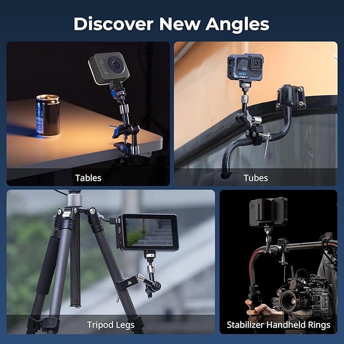 SMALLRIG 7 Inch Magic Arm with Crab-Shaped Clamp, Arm with 1/4"-20 Screw and Retractable Pins, for Action Cameras, Monitors, Video Lights, and Microphones - 5310