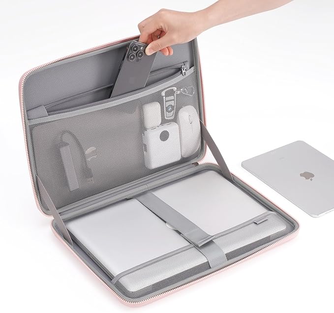 DOMISO 15.6 inch Laptop Sleeve with Handle Shockproof Waterproof EVA Protective Case for 15.6" Yoga 720 IdeaPad 310 320 ThinkPad T570/Legion 5 Gen 6/HP Envy 15/15.6" Notebooks, Pink