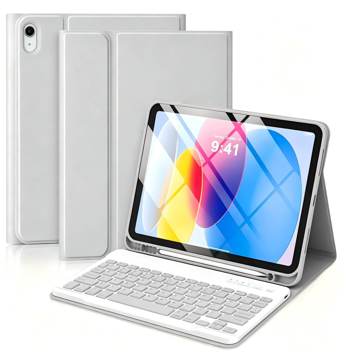 MMK for iPad A16 11th 10th Generation Case with Keyboard, Watermelon Red
